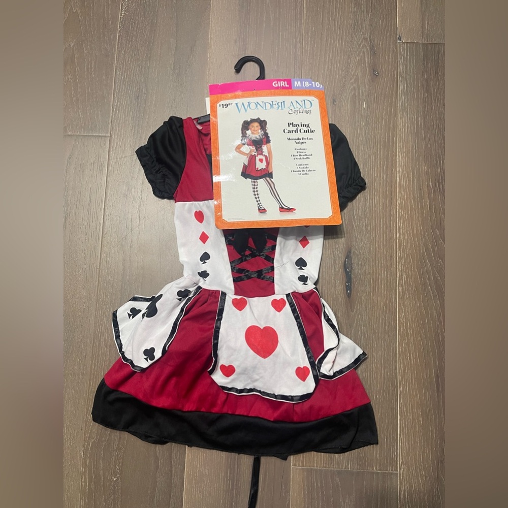 Wonderland costumes playing card cutie. NWT med 8-10